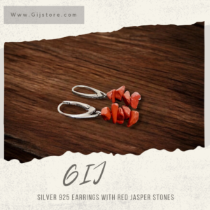 حلق فضة مع احجار اليشب الاحمر جاسبر Red Jasper