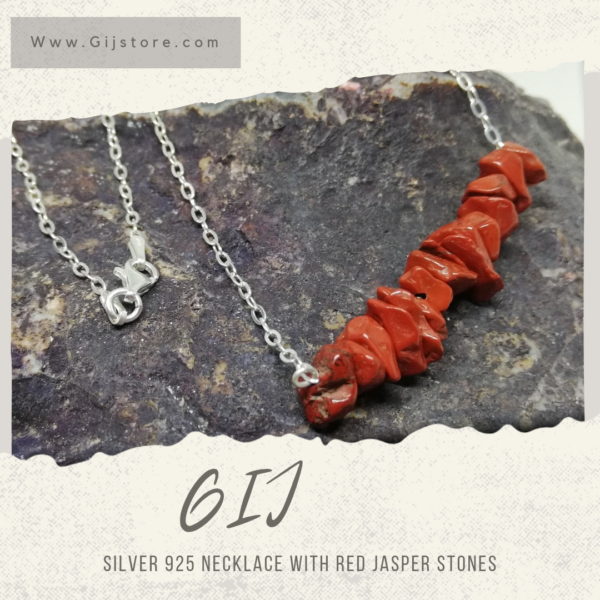 سنسال فضة ٩٢٥ مع احجار الجاسبر الاحمر Red Jasper
