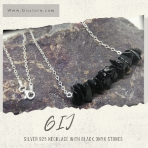 سنسال فضة ٩٢٥ مع احجار العقيق الاسود اونكس Black Onyx