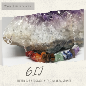 سنسال فضة ٩٢٥ مع أحجار الشاكرات السبعة Seven Chakra stones