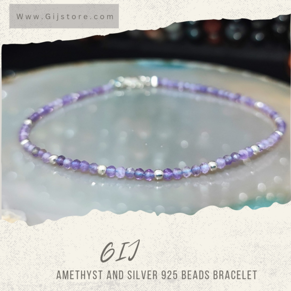 اسوارة ناعمه من احجار الاماثيست والفضة Amethyst