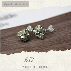 حلق فضة 925 مع احجار البيريت Pyrite