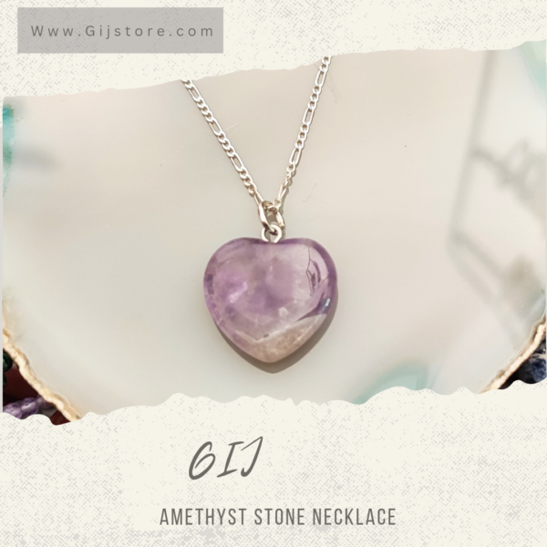 سنسال فضة ٩٢٥ مع تعليقة على شكل قلب من حجر الجمشت Amethyst