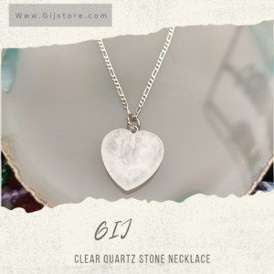 سنسال فضة ٩٢٥ مع تعليقة على شكل قلب من حجر الكوارتز الشفاف Clear Quartz