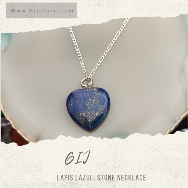 سنسال فضة ٩٢٥ مع تعليقة على شكل قلب من حجر لابيز لازولي Lapis Lazuli
