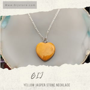 سنسال فضة ٩٢٥ مع تعليقة على شكل قلب من حجر الجاسبر الاصفر Yellow Jasper