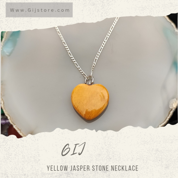 سنسال فضة ٩٢٥ مع تعليقة على شكل قلب من حجر الجاسبر الاصفر Yellow Jasper