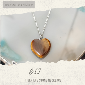 سنسال فضة ٩٢٥ مع تعليقة على شكل قلب من حجر عين النمر Tiger eye