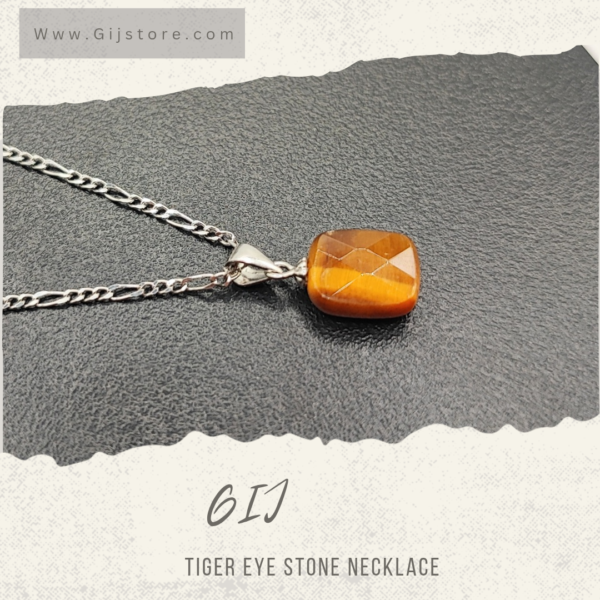 سنسال فضة ٩٢٥ مع تعليقة من حجر عين النمر Tiger eye