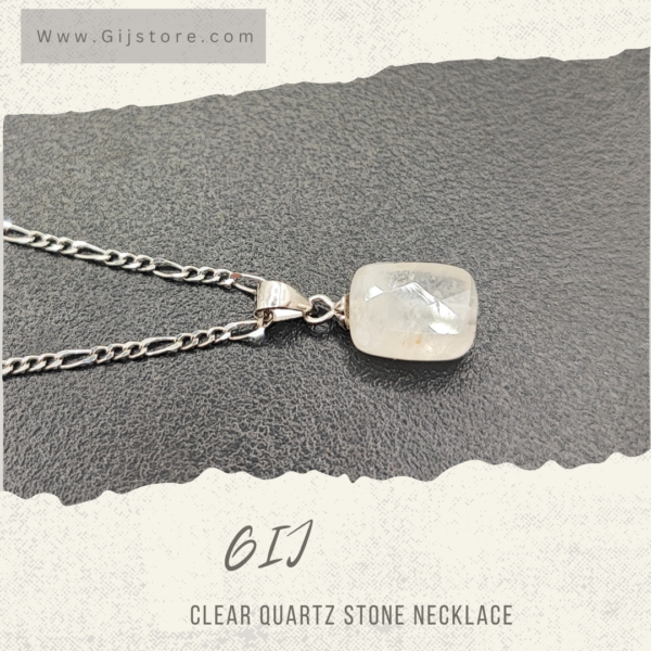 سنسال فضة ٩٢٥ مع تعليقة من حجر الكوارتز الشفاف كلير Clear Quartz
