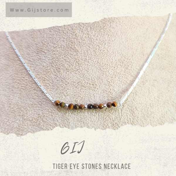 سنسال فضة ٩٢٥ مع احجار عين النمر وفواصل الفضة Tiger Eye
