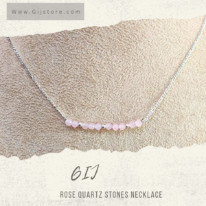 سنسال فضة ٩٢٥ مع احجار الروز كوارتز الوردي وفواصل الفضة Rose Quartz