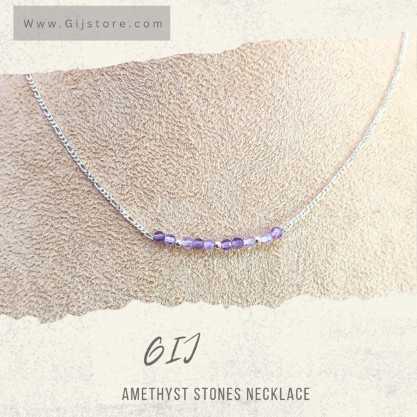 سنسال فضة ٩٢٥ مع احجار الاماثيست وفواصل الفضة Amethyst