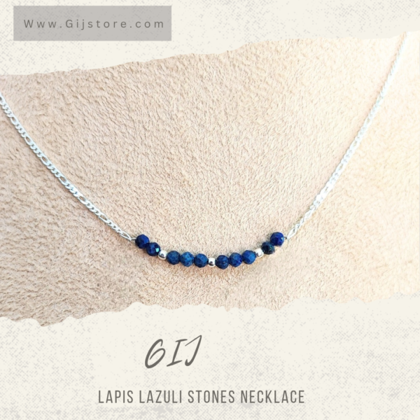 سنسال فضة ٩٢٥ مع احجار لابيز لازولي وفواصل الفضة Lapis Lazuli