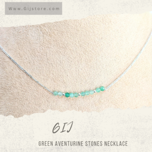سنسال فضة ٩٢٥ مع احجار الافنتورين الاخضر وفواصل الفضة Green Aventurine
