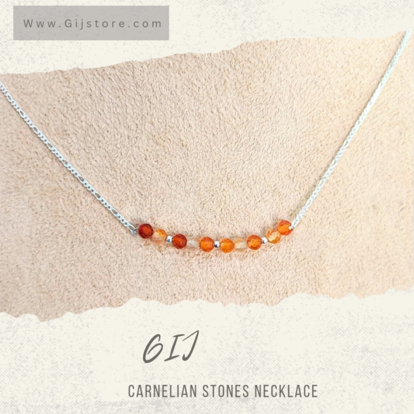 سنسال فضة ٩٢٥ مع احجار العقيق كارنليان وفواصل الفضة Carnelian