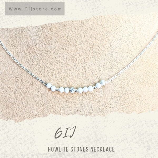 سنسال فضة ٩٢٥ مع احجار الهاولايت وفواصل الفضة Howlite