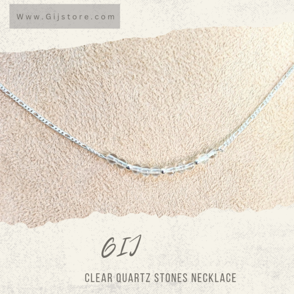 سنسال فضة ٩٢٥ مع احجار الكوارتز الواضح وفواصل الفضة Clear Quartz