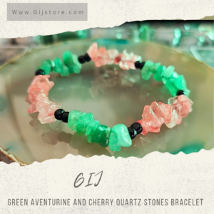 اسوارة من احجار الافنتورين الاخضر والكوارتز الكرزي Cherry Quartz & Green Aventurine
