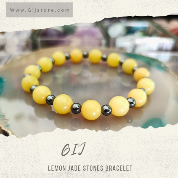 اسوارة من احجار اليشم الليموني ( جاد ) Lemon Jade