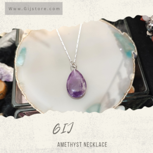 تعليقة من حجر الجمشت اماثيست مع سنسال فضه Amethyst
