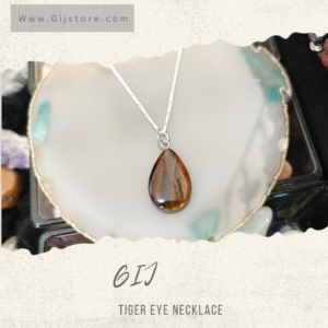 تعليقة من حجر عين النمر مع سنسال فضه Tiger eye