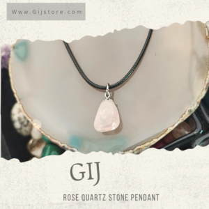 تعليقه من حجر روز كوارتز الوردي Rose Quartz