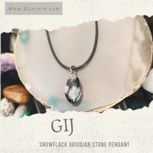 تعليقه من حجر اوبسيديان ندفة الثلج Snowflack Obsidian