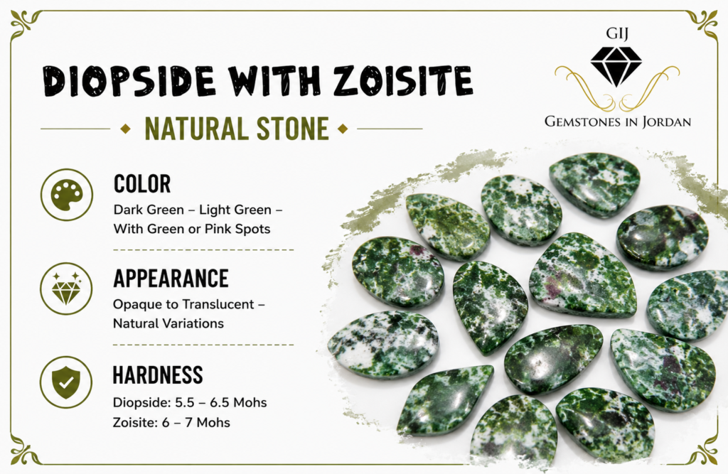 حجر الزيزستيك مع الديوبسيد Diopside with Zoisite حجر طبيعي