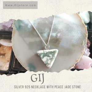 تعليقه من حجر يشم السلام ( جاد) مع سنسال فضه 925 Peace Jade
