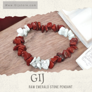 اسوارة من احجار اليشب الاحمر الهاولايت Howlite & Red Jasper