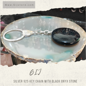 مدالية فضه 925 مع حجر العقيق الاسود اونكس Black Onyx