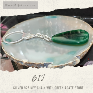 مدالية فضه 925 مع حجر العقيق الاخضر Green Agate