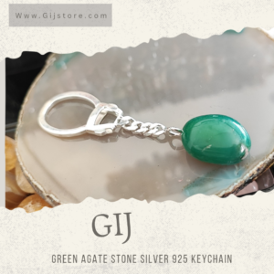 مداليه فضه 925 مع حجر العقيق الاخضر Green Agate