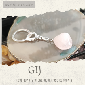 مدالية فضه 925 مع حجر كوارتز الزهري روز Rose Quartz
