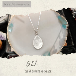 سنسال فضة ٩٢٥ مع تعليقة من حجر الكوارتز الشفاف Clear Quartz