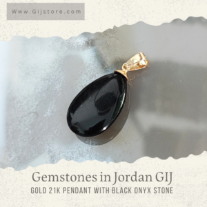 تعليقة ذهب عيار 21 مع حجر العقيق الأسود اونكس Black Onyx