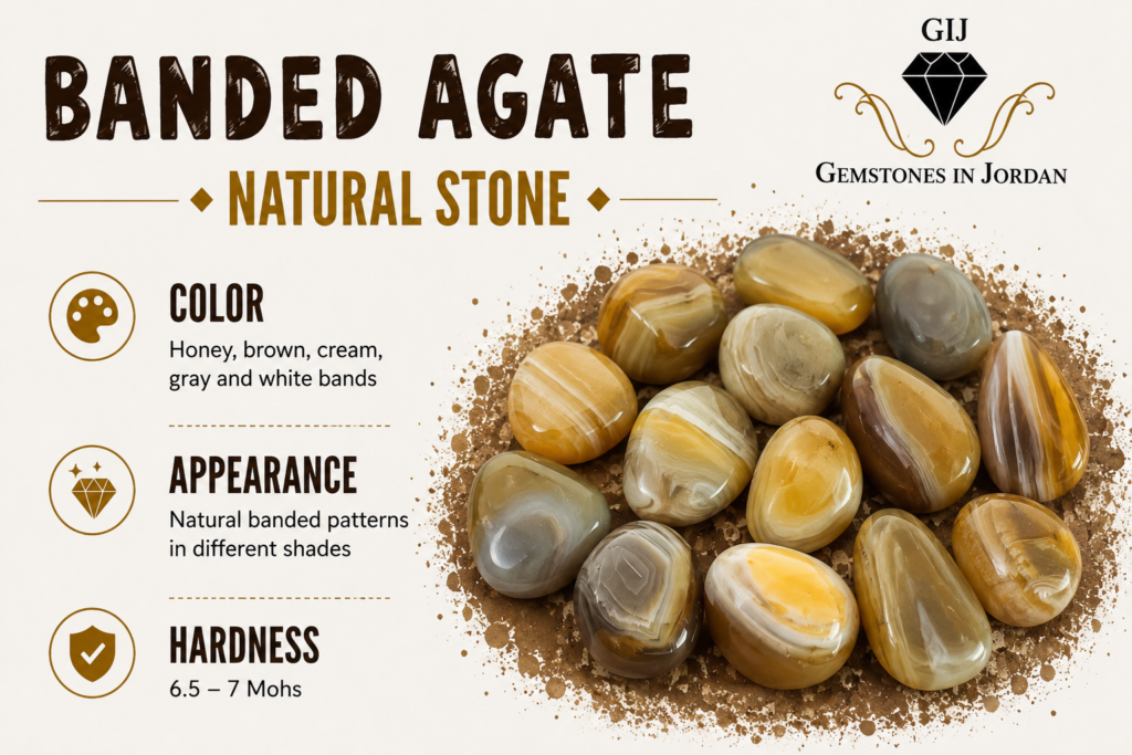 حجر العقيق المخطط Banded Agate الطبيعي في الأردن – الأحجار الكريمة في الأردن GIJ